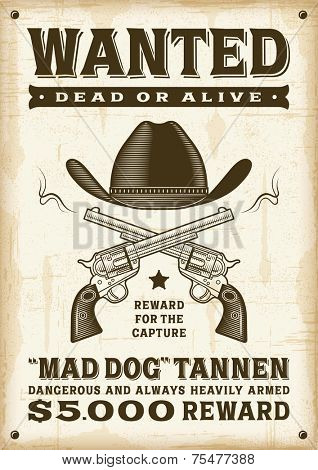 Vintage western wanted poster