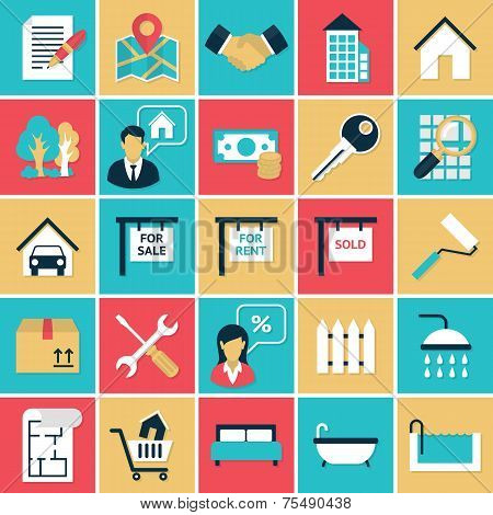 Real Estate flat icons set