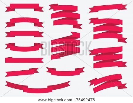 Red vector ribbons set