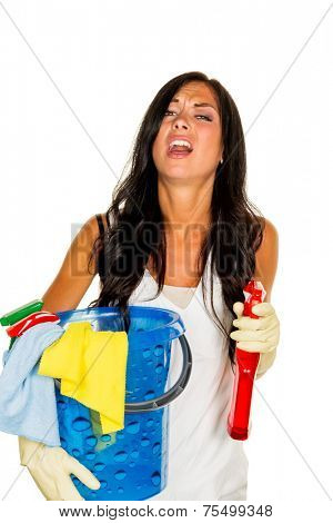 a young woman annoyed that they have to do the house cleaning.