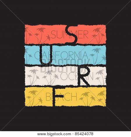California Surfrider Illustration Typography