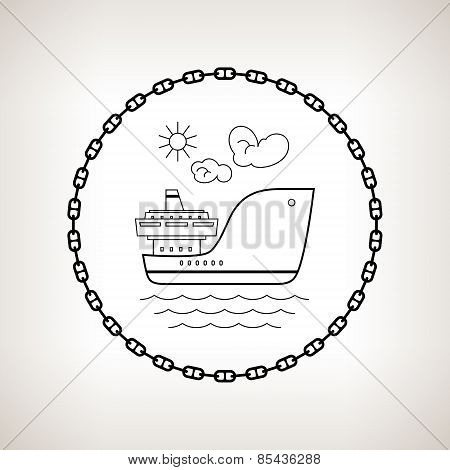 Silhouette  Cargo Ship On A Light Background