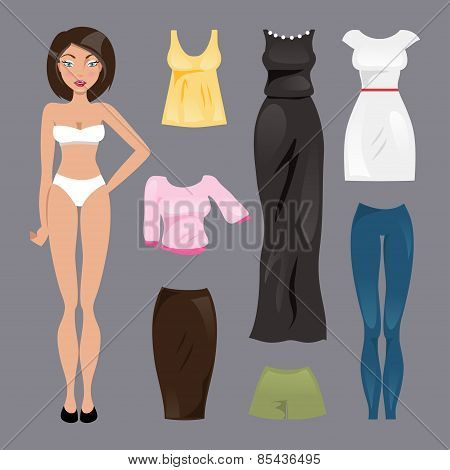 Template Paper Doll. Vector Illustration