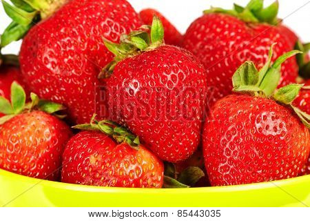 Fresh strawberries isolated white background. Healthy diet.