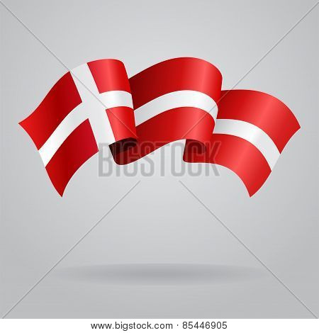 Danish waving Flag. Vector illustration