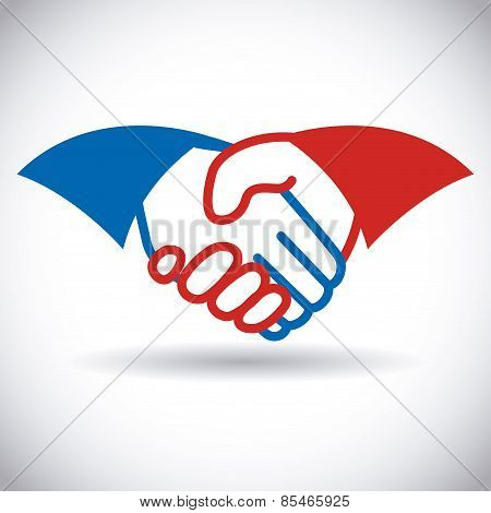 Handshake design  over white background vector illustration