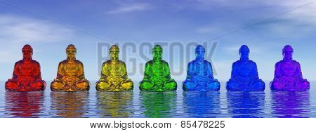 Chakra buddhas - 3D render