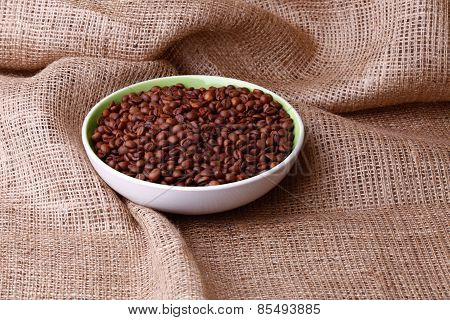 Cofee Beans On Burlap