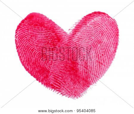 Heart of fingerprints on white paper background
