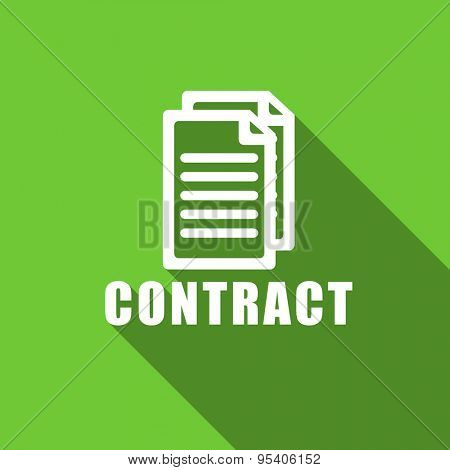 contract flat icon  original modern design green flat icon for web and mobile app with long shadow 