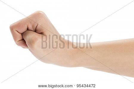 Epidermoid cyst on caucasian female wrist isolated on white background.     