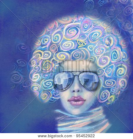 Stylish Young Woman Wearing Sunglasses And Scarf
