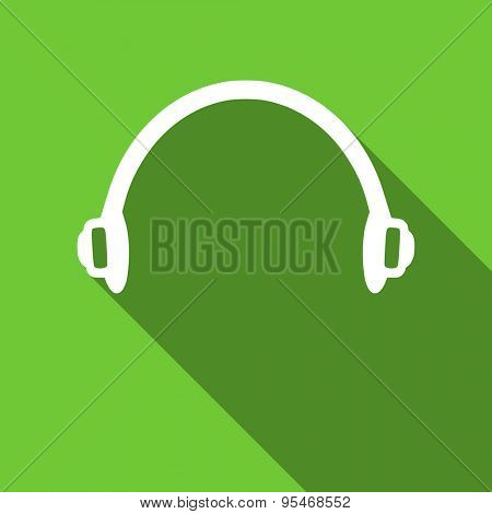 headphones flat icon  original modern design flat icon for web and mobile app with long shadow 
