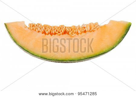 Cantaloupe melon slice isolated on white background