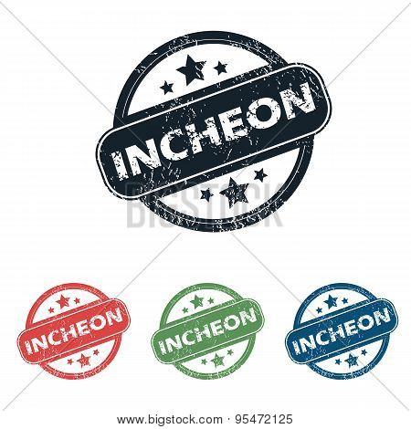 Round Incheon city stamp set