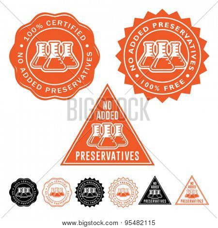 No Added Preservatives Seals Icons Set