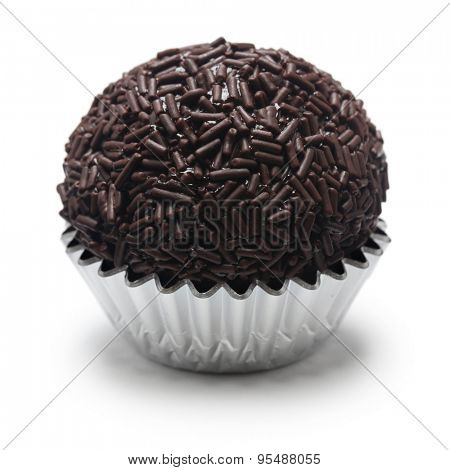 homemade brigadeiro, brazilian chocolate truffle sweet isolated on white background