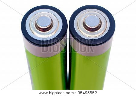 Two Electric Batteries On A White Background.