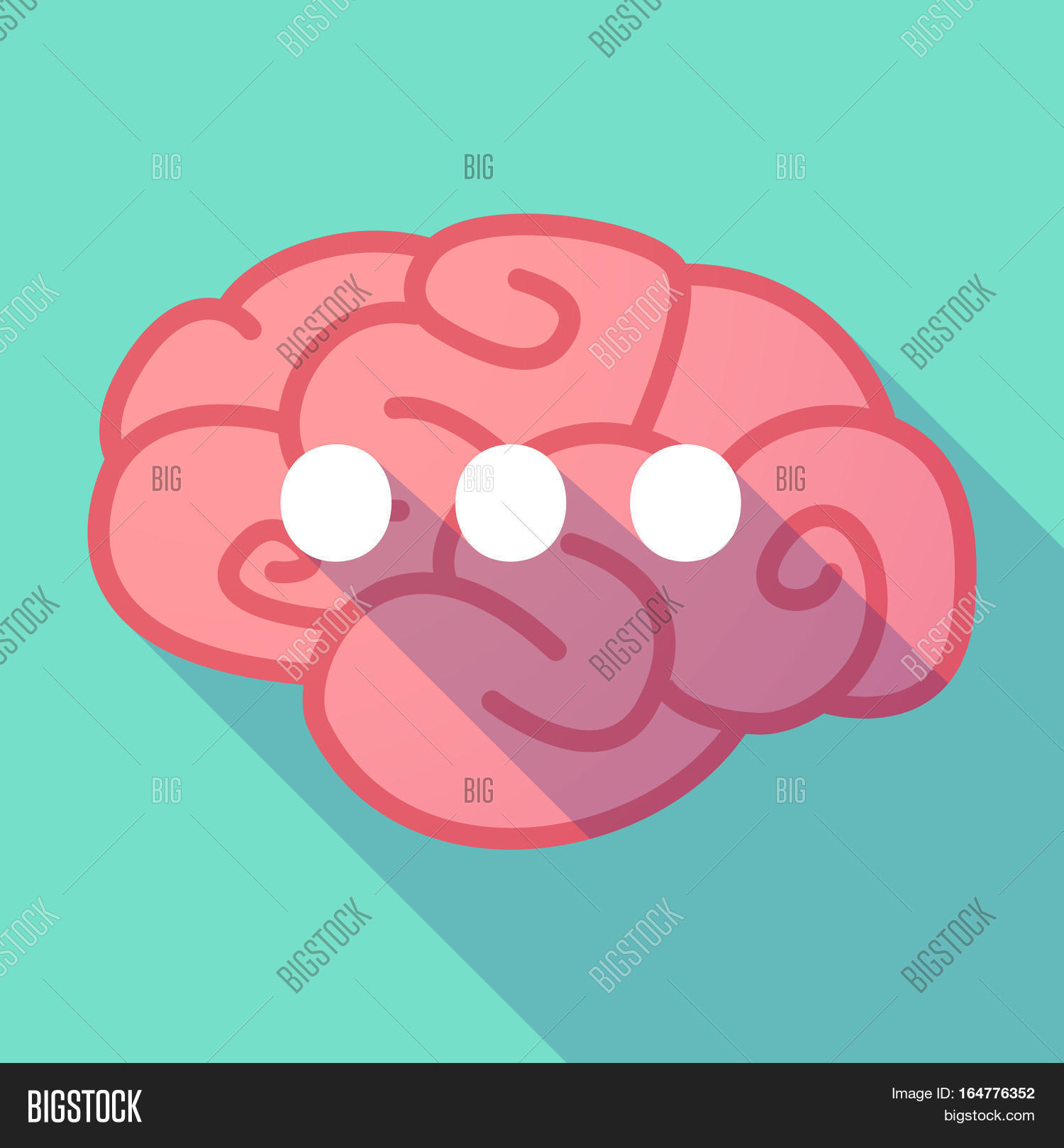 Long Shadow Brain Vector & Photo (Free Trial) | Bigstock