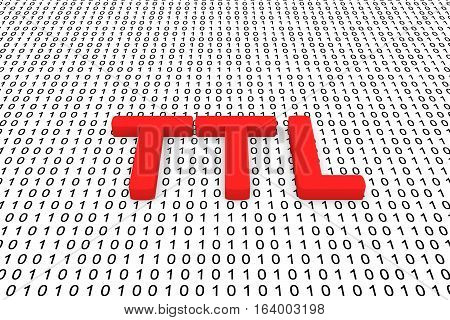 ttl in the form of binary code, 3D illustration