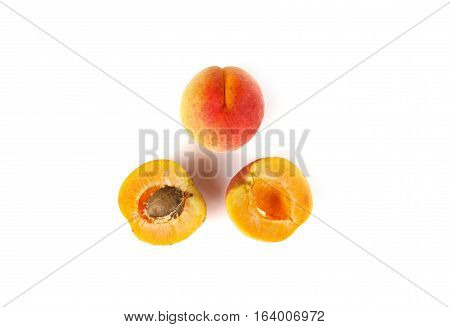 Fresh ripe apricot isolated on white background. Fruits isolated