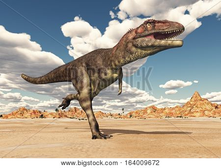 Computer generated 3D illustration with the dinosaur Mapusaurus