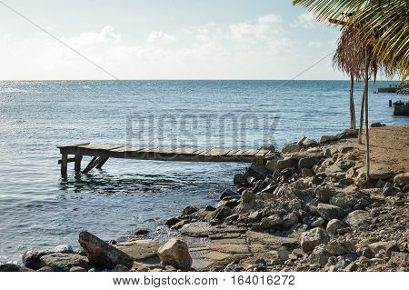 Beautiful tropical coast of the Caribbean sea by the little town of Omoa in Honduras. Central America