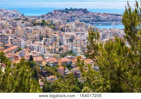 Old city and sea view in Kavala, Greece