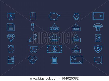 Abstract vector collection of line business and finance icons. Elements for mobile and web applications.