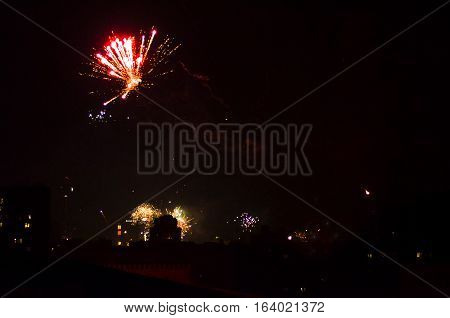 rooftop view from apartment building new year fireworks in berlin