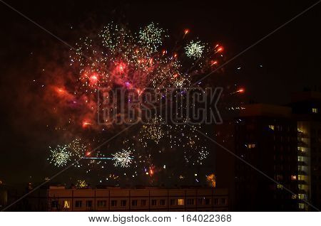 new year fireworks in berlin with tv tower in background