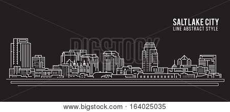 Cityscape Building Line art Vector Illustration design - Salt Lake City
