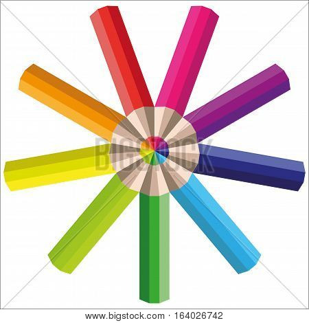 Vector rainbow multicolored pencils for your design