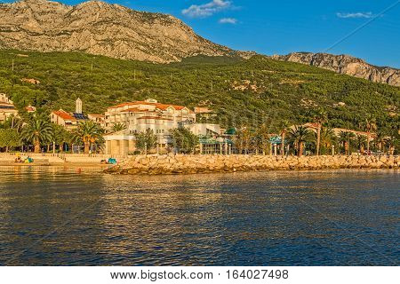 TUCEPI, CROATIA - September 20, 2016 Beautiful nature of Tucepi touristic town on the Adriatic Sea coast, Croatia.