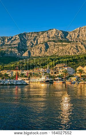 TUCEPI, CROATIA - September 20, 2016 Beautiful nature of Tucepi touristic town on the Adriatic Sea coast, Croatia.
