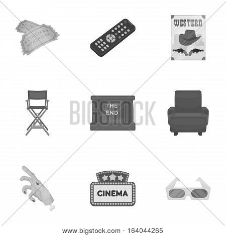 Films and cinema set icons in monochrome style. Big collection of films and cinema vector symbol stock