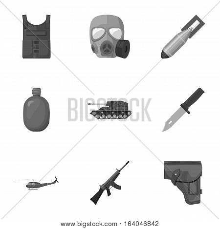 Military and army set icons in monochrome design. Big collection of military and army vector symbol stock illustration