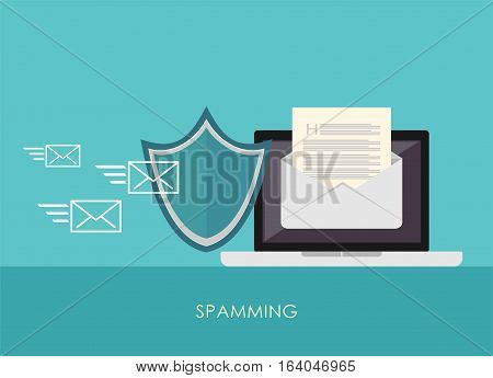 Spamming blocker. Email protection concept. Secure communication.