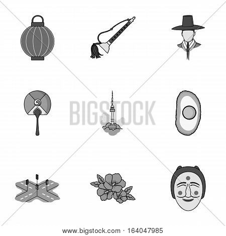 South Korea set icons in monochrome style. Big collection of South Korea vector symbol stock