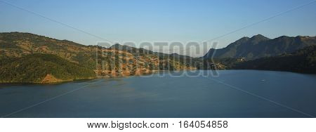 Landscape near Pokhara Nepal. Lake Begnas Tal.