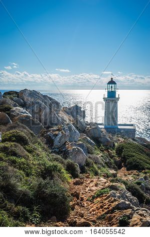 Modern Lighthouse At The Most Southern Point Of Greek Mainland