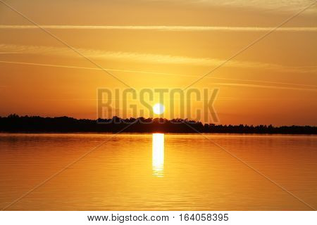 Yellow Sunset at the lake - Summer