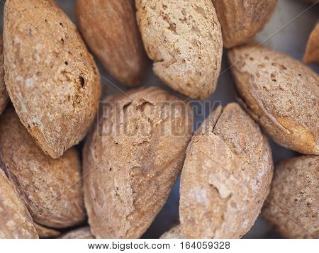 roasted almonds (Prunus dulcis or Prunus amygdalus) food useful as a background