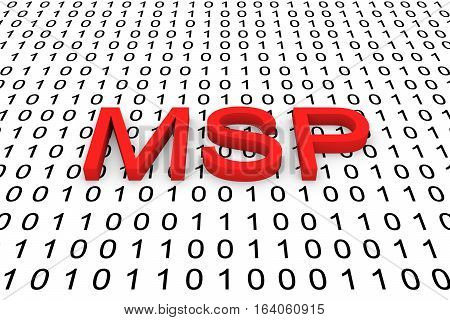 MSP in a binary code 3D illustration