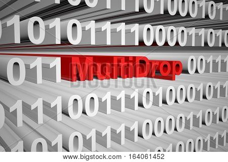MultiDrop in a binary code 3D illustration