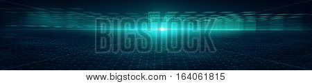 Connection lines Around Earth Globe Futuristic Technology Theme Background with Light Effect 3D illustration