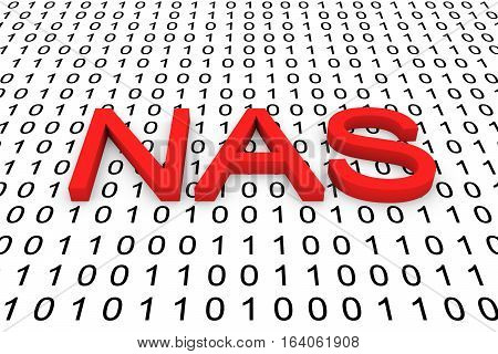 NAS in the form of binary code, 3D illustration