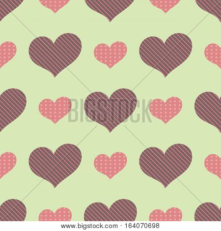 A seamless pattern with big and small hearts
