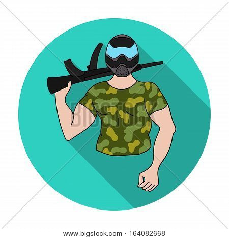 Paintball player icon in flat design isolated on white background. Paintball symbol stock vector illustration.