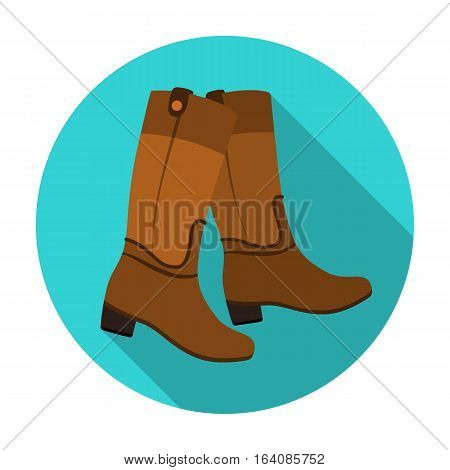 Jockey's high boots icon in flat design isolated on white background. Hippodrome and horse symbol stock vector illustration.